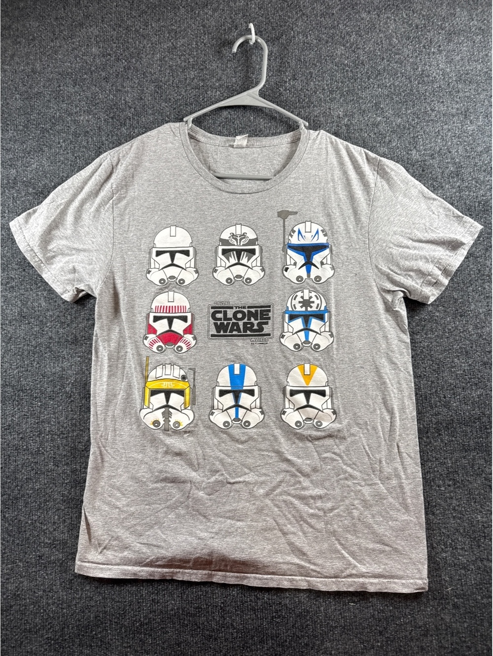 Star Wars The Clone Wars Clone Trooper Helmets Mens M Gray Graphic T-Shirt